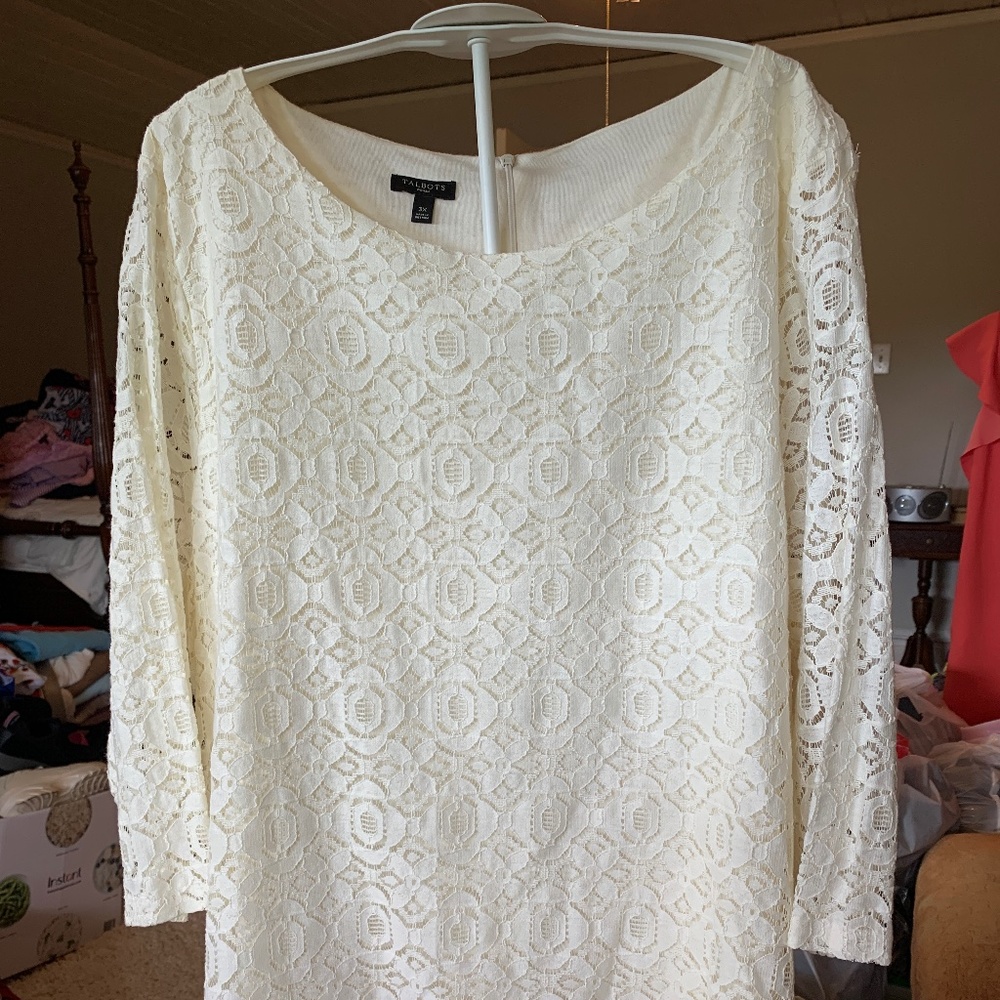 Talbots never worn lace 3/4 length sleeve blouse.